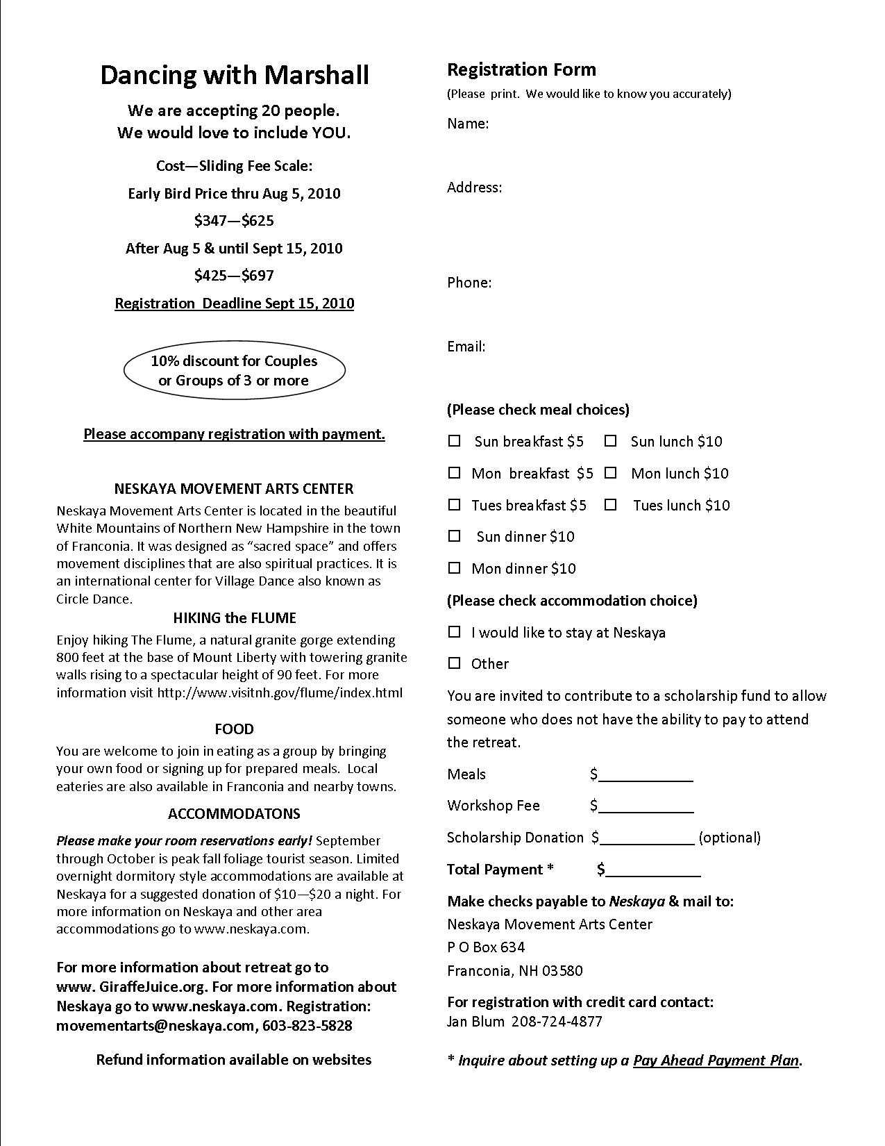Dancing With Marshall Registration Form